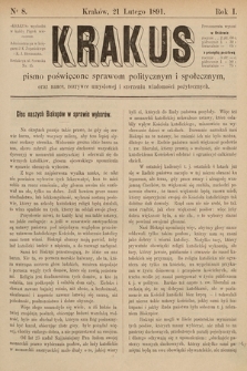 Krakus : pismo poświęcone sprawom politycznym i społecznym, oraz nauce, rozrywce umysłowej i szerzeniu wiadomości pożytecznych. 1891, nr 8