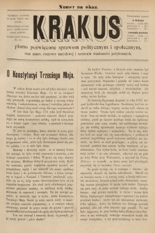 Krakus : pismo poświęcone sprawom politycznym i społecznym, oraz nauce, rozrywce umysłowej i szerzeniu wiadomości pożytecznych. 1891, nr na okaz.