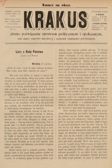 Krakus : pismo poświęcone sprawom politycznym i społecznym, oraz nauce, rozrywce umysłowej i szerzeniu wiadomości pożytecznych. 1891, nr na okaz.