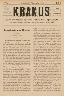 Krakus : pismo poświęcone sprawom politycznym i społecznym, oraz nauce, rozrywce umysłowej i szerzeniu wiadomości pożytecznych. 1891, nr 39