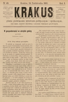 Krakus : pismo poświęcone sprawom politycznym i społecznym, oraz nauce, rozrywce umysłowej i szerzeniu wiadomości pożytecznych. 1891, nr 43