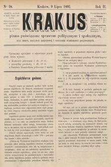 Krakus : pismo poświęcone sprawom politycznym i społecznym, oraz nauce, rozrywce umysłowej i szerzeniu wiadomości pożytecznych. 1892, nr 28