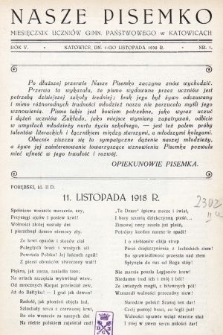Nasze Pisemko : miesięcznik Uczniów Gimn[azjum] Państw[owego] w Katowicach. 1932, nr 1