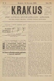 Krakus : pismo poświęcone sprawom politycznym i społecznym, oraz nauce, rozrywce umysłowej i szerzeniu wiadomości pożytecznych. 1893, nr 2