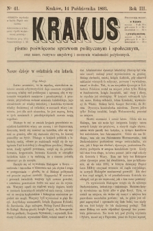 Krakus : pismo poświęcone sprawom politycznym i społecznym, oraz nauce, rozrywce umysłowej i szerzeniu wiadomości pożytecznych. 1893, nr 41