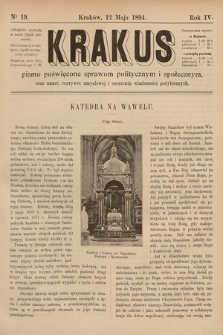 Krakus : pismo poświęcone sprawom politycznym i społecznym, oraz nauce, rozrywce umysłowej i szerzeniu wiadomości pożytecznych. 1894, nr 19