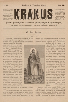 Krakus : pismo poświęcone sprawom politycznym i społecznym, oraz nauce, rozrywce umysłowej i szerzeniu wiadomości pożytecznych. 1894, nr 35