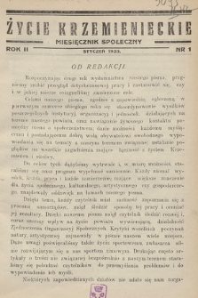 Życie Krzemienieckie : miesięcznik społeczny. 1933, nr 1