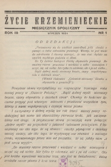 Życie Krzemienieckie : miesięcznik społeczny. 1934, nr 1
