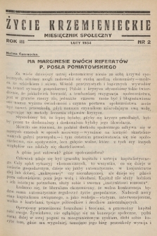 Życie Krzemienieckie : miesięcznik społeczny. 1934, nr 2