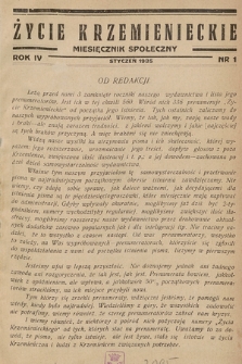 Życie Krzemienieckie : miesięcznik społeczny. 1935, nr 1