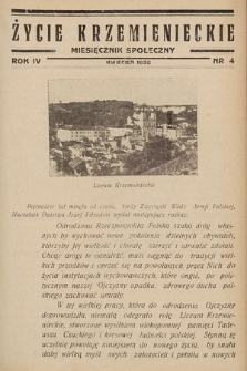 Życie Krzemienieckie : miesięcznik społeczny. 1935, nr 4