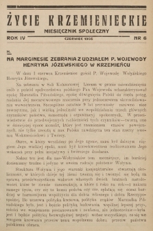 Życie Krzemienieckie : miesięcznik społeczny. 1935, nr 6