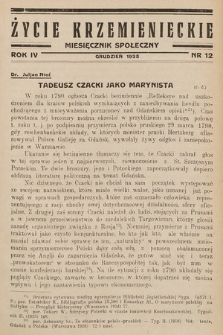 Życie Krzemienieckie : miesięcznik społeczny. 1935, nr 12