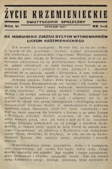 Życie Krzemienieckie : miesięcznik społeczny. 1937, nr 1-2