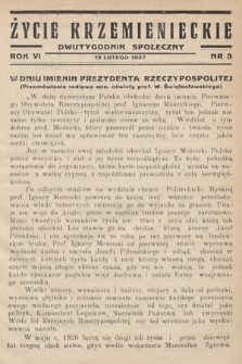 Życie Krzemienieckie : dwutygodnik społeczny. 1937, nr 3