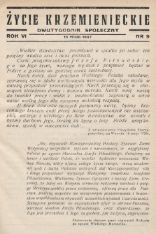 Życie Krzemienieckie : dwutygodnik społeczny. 1937, nr 9