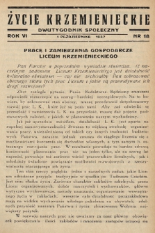 Życie Krzemienieckie : dwutygodnik społeczny. 1937, nr 18
