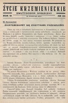 Życie Krzemienieckie : dwutygodnik społeczny. 1937, nr 23