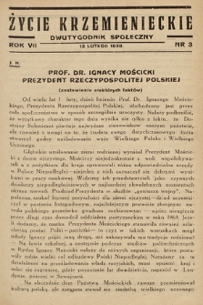 Życie Krzemienieckie : dwutygodnik społeczny. 1938, nr 3