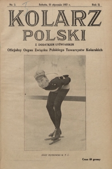 Kolarz Polski z Dodatkiem Łyżwiarskim : oficjalny organ Związku Polskiego Towarzystw Kolarskich. 1927, nr 2
