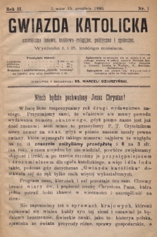 Gwiazda Katolicka : czasopismo religijno-naukowe, społeczne i beletrystyczne. 1890, nr 1