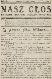 Nasz Głos : miesięczne czasopismo społeczno-oświatowe. 1933, nr 1