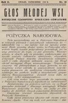 Głos Młodej Wsi : miesięczne czasopismo społeczno-oświatowe. 1933, nr 10