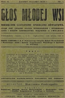 Głos Młodej Wsi : miesięczne czasopismo społeczno-oświatowe. 1934, nr 1