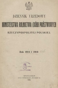 Dziennik Urzędowy Ministerstwa Rolnictwa i Dóbr Koronnych Państwa Polskiego. 1918 (skorowidze)