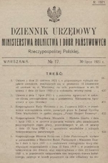 Dziennik Urzędowy Ministerstwa Rolnictwa i Dóbr Państwowych Państwa Polskiego. 1921, nr 17