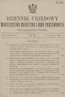 Dziennik Urzędowy Ministerstwa Rolnictwa i Dóbr Państwowych Państwa Polskiego. 1921, nr 18