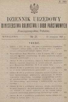 Dziennik Urzędowy Ministerstwa Rolnictwa i Dóbr Państwowych Państwa Polskiego. 1921, nr 21
