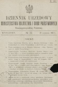 Dziennik Urzędowy Ministerstwa Rolnictwa i Dóbr Państwowych Państwa Polskiego. 1921, nr 22