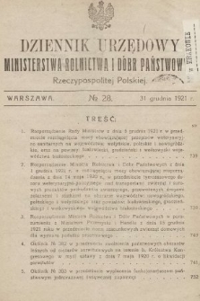 Dziennik Urzędowy Ministerstwa Rolnictwa i Dóbr Państwowych Państwa Polskiego. 1921, nr 28