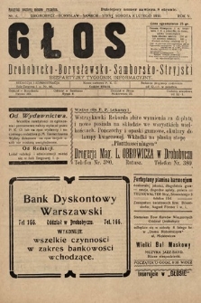 Głos Drohobycko-Borysławsko-Samborsko-Stryjski : bezpłatny tygodnik informacyjny. 1930, nr 4