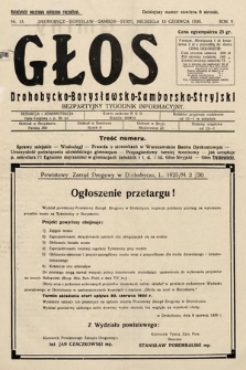 Głos Drohobycko-Borysławsko-Samborsko-Stryjski : bezpłatny tygodnik informacyjny. 1930, nr 13