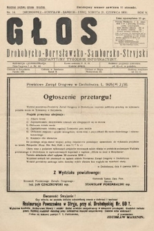 Głos Drohobycko-Borysławsko-Samborsko-Stryjski : bezpłatny tygodnik informacyjny. 1930, nr 14