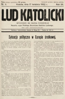Lud Katolicki : naczelny organ Polskiego Stronnictwa Katolicko-Ludowego. 1932, nr 11