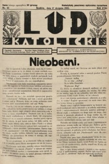 Lud Katolicki : tygodnik ilustrowany : naczelny ogran Polskiego Stronnictwa Katolicko-Ludowego. 1930, nr 33