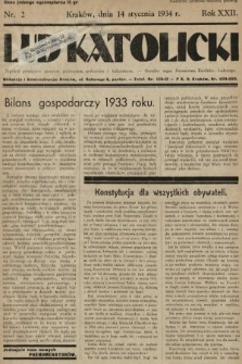 Lud Katolicki : tygodnik poświęcony sprawom politycznym, społecznym i kulturalnym : naczelny organ Stronnictwa Katolicko-Ludowego. 1934, nr 2