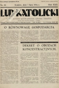 Lud Katolicki : tygodnik poświęcony sprawom politycznym, społecznym i kulturalnym : naczelny organ Stronnictwa Katolicko-Ludowego. 1934, nr 26