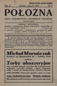 Położna : organ Stowarzyszenia Zawodowego Położnych. 1929, nr 1