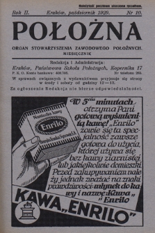 Położna : organ Stowarzyszenia Zawodowego Położnych. 1929, nr 10