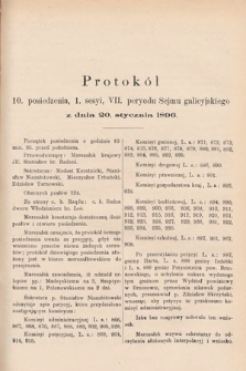 [Kadencja VII, sesja I, pos. 10] Protokoły z 1. Sesyi VII. Peryodu Sejmu Krajowego Królestwa Galicyi i Lodomeryi z Wielkiem Księstwem Krakowskiem w roku 1895/6. Protokół 10