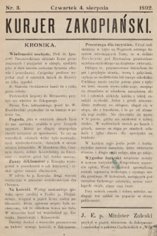 Kurjer Zakopiański. 1892, nr 3