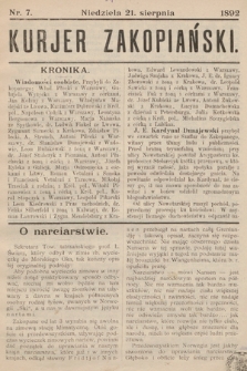 Kurjer Zakopiański. 1892, nr 7