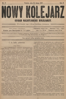 Nowy Kolejarz : organ galicyjskich kolejarzy. 1907, nr 4