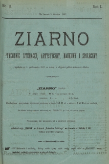 Ziarno : tygodnik literacki, artystyczny, naukowy i społeczny. 1882, nr 11