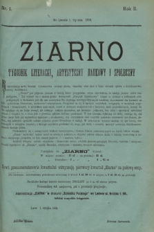 Ziarno : tygodnik literacki, artystyczny, naukowy i społeczny. 1883, nr 1